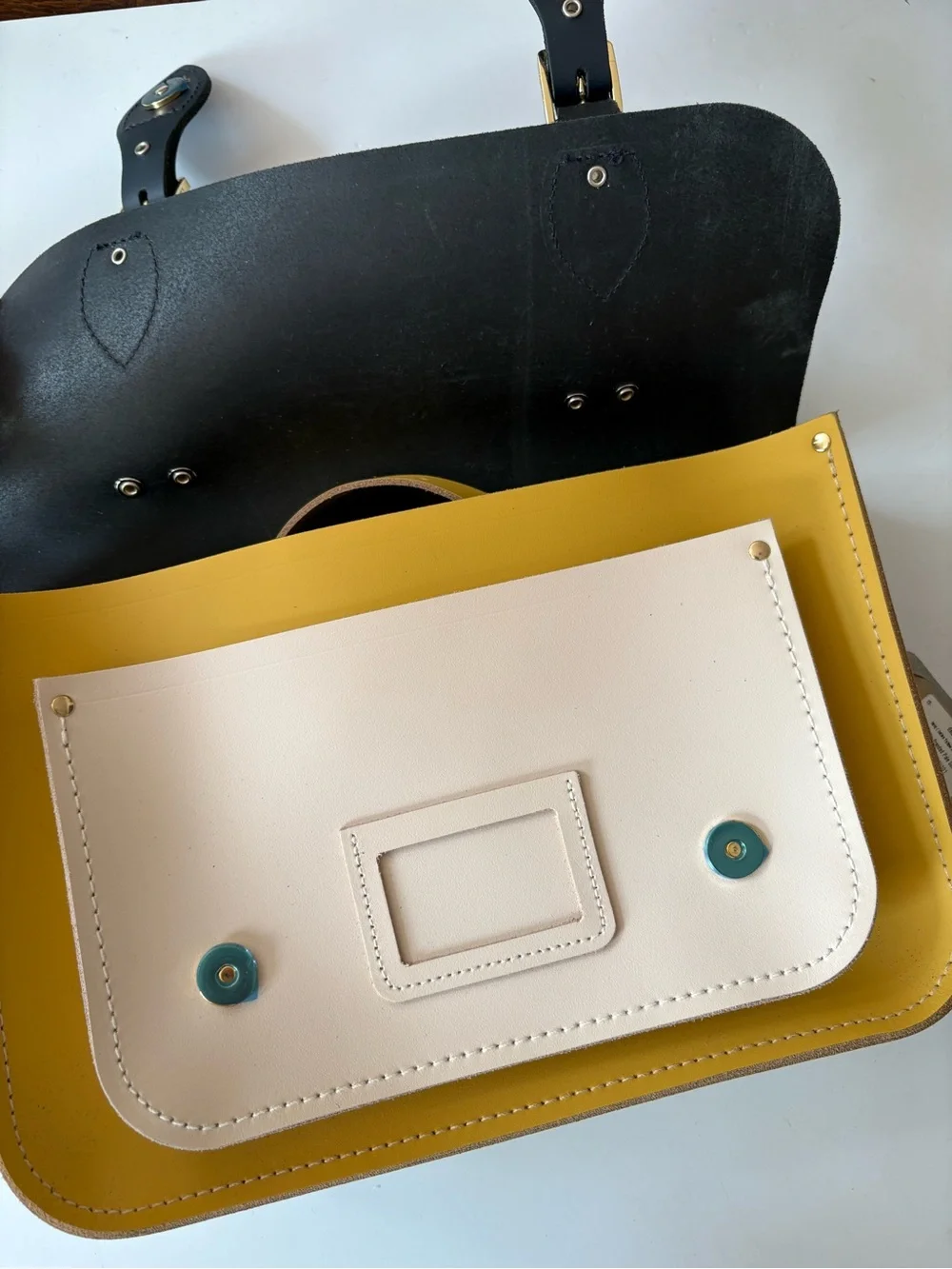 The Cambridge Satchel Co. || Tri-Color Batchel Briefcase Navy Indian Gold NWT